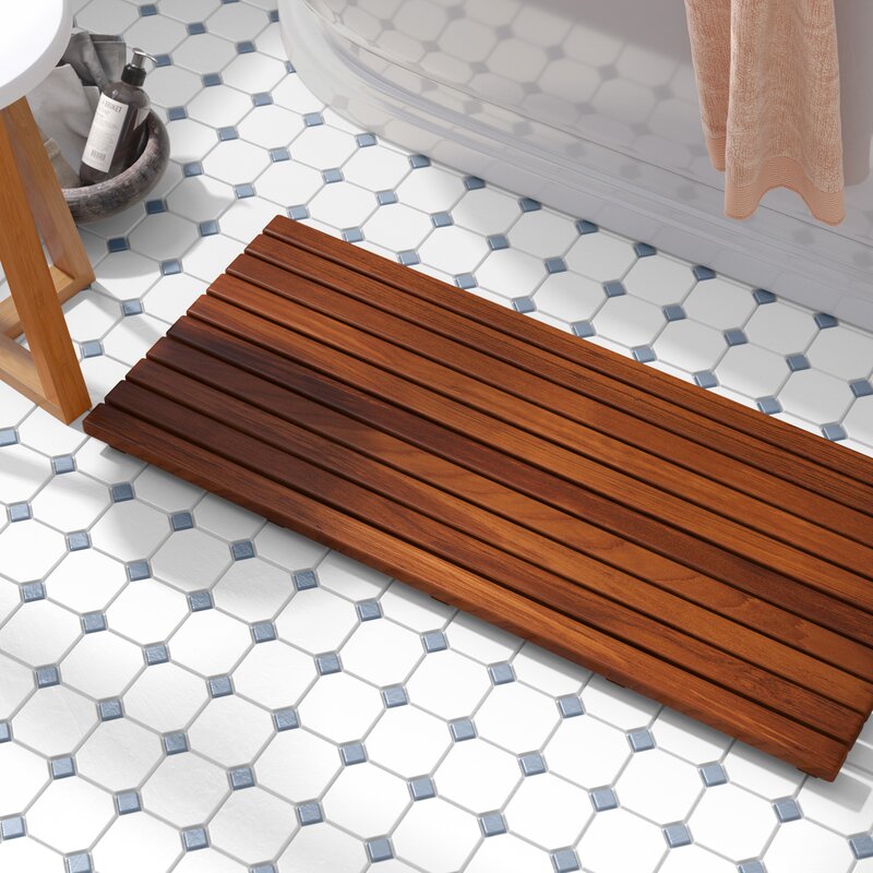 Beachcrest Home Thrubwell Teak & Wood Shower mat & Reviews